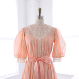 70s Peach Lace Prairie Dress