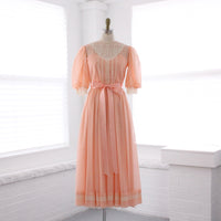 70s Peach Lace Prairie Dress