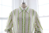 70s Sheer Lace Button Down Shirt Lime