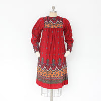 70s Paisley Peasant Dress