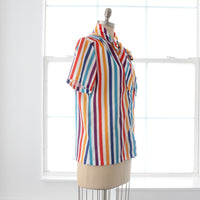 60s Striped Pussy Bow Blouse