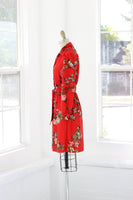 70s Cherry Blossom Shirtwaist Dress