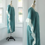 70s Gauze Lace Kaftan Teal