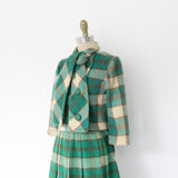 50s Mohair Plaid Skirt Suit Set Wool