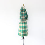50s Mohair Plaid Skirt Suit Set Wool