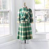 50s Mohair Plaid Skirt Suit Set Wool