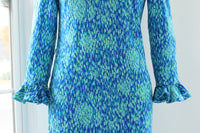 70s Flounce Sleeve Mermaid Midi Dress