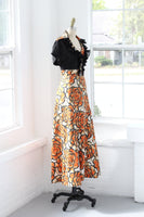 70s Ruffle Butterfly Collar Maxi Dress