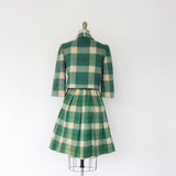 50s Mohair Plaid Skirt Suit Set Wool