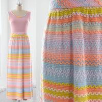 70s Psychedelic Knit Maxi Dress