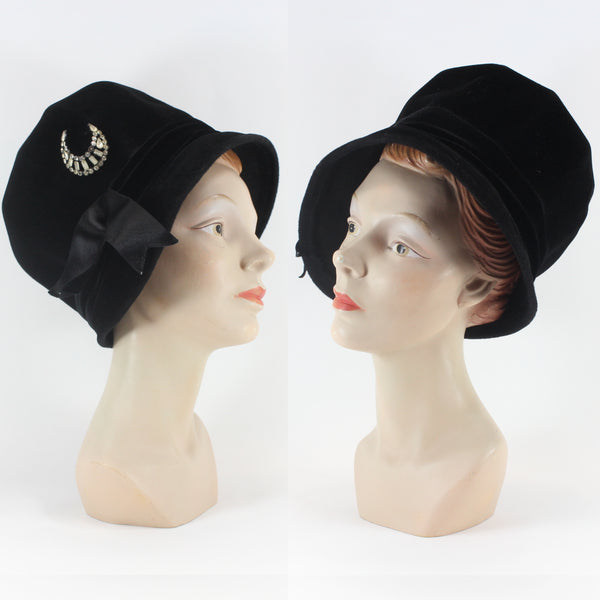 60s Velvet Slouch Brim Hat