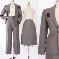 80s Wool Three Piece Suit